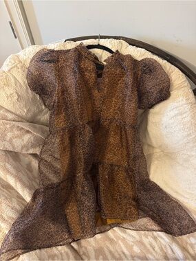 SUGARLIPS Brown Leopard Sheer Mini Dress